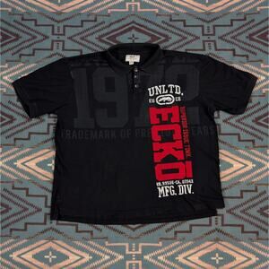 VTG Ecko Unltd Polo Shirt Men 3XB 3XL Big Tall Red Graphic Spell Out Embroidery